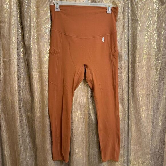 Free People Movement Never Better Fold Over Leggings Rust Orange Brown XL - Picture 1 of 6